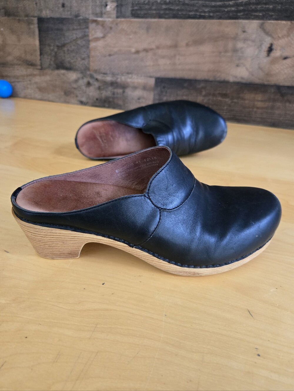 Dansko Brenda Clog Womens 41 Black Leather Burnished Mule Slip On Comfort Shoes